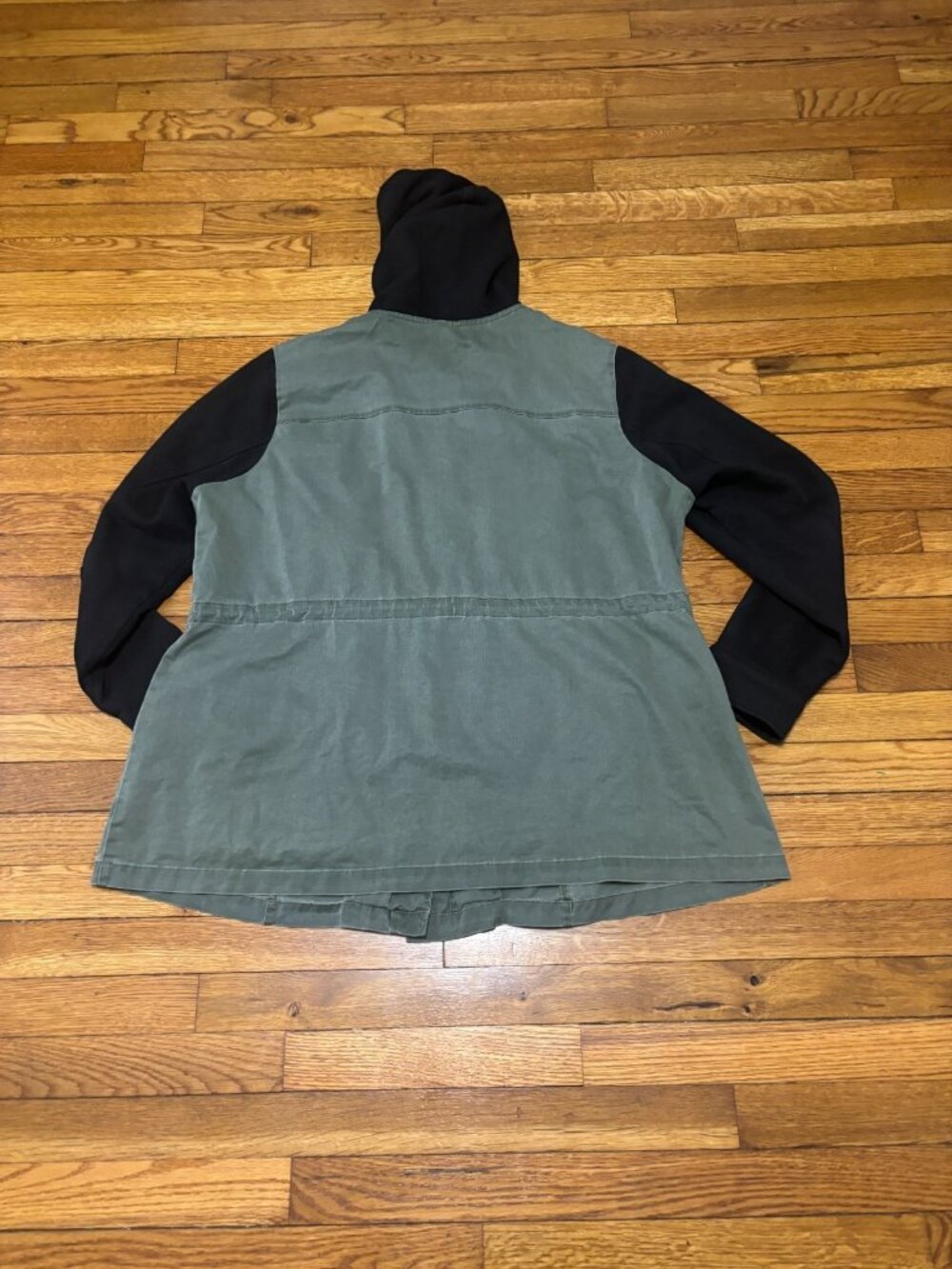 Torrid Womens Utility Jacket Plus Sz 2X Army Green w/ Black Hooded & Knit Arms - Picture 8 of 8